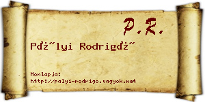 Pályi Rodrigó névjegykártya